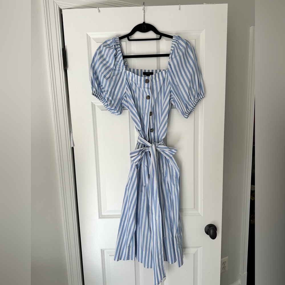 jcrew puff sleeve button front dress with belt
